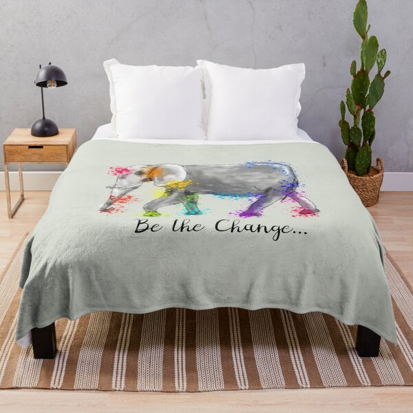 Item preview, Rainbow Elephant Inspiring Quote: Be the Change... designed and sold by Clare Walker.