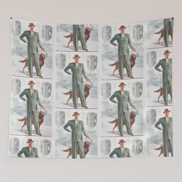 Item preview, Dapper 40s gent walking his loyal hound designed and sold by Vintage Designs +.