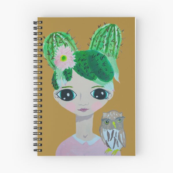 Item preview, ~ Cactus Hair Clementine & Pygmy Owl ~10 year old Artist Amelia Milly Moo designed and sold by ArtByMillyMoo.
