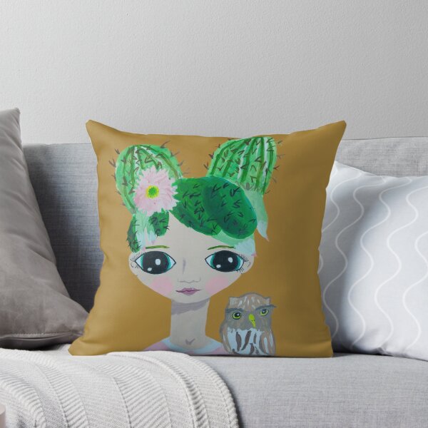 Item preview, ~ Cactus Hair Clementine & Pygmy Owl ~10 year old Artist Amelia Milly Moo designed and sold by ArtByMillyMoo.