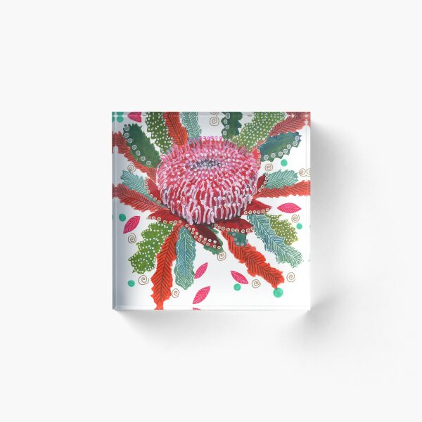 Christmas Banksia Acrylic Block