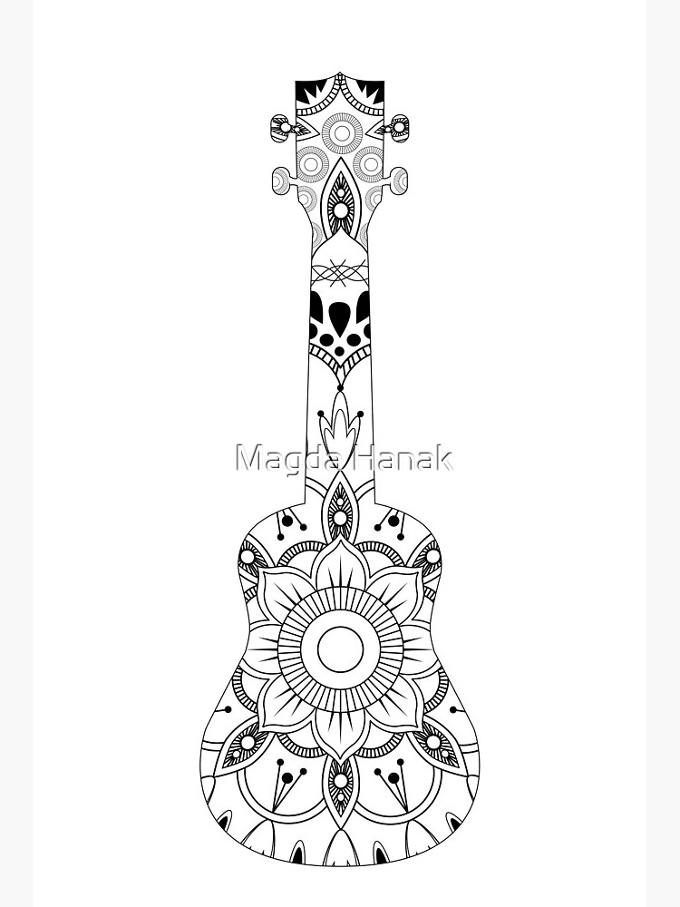 Mandala ukulele black and white minimalist design" Board Print for Sale by Magda Hanak | Redbubble