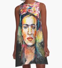Frida Kahlo (dunkle Ausgabe) A-Linien Kleid