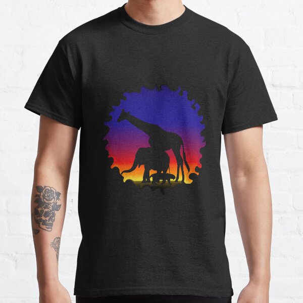 Silhouette Elefant Giraffe Tiger Afrika Sonne Classic T-Shirt