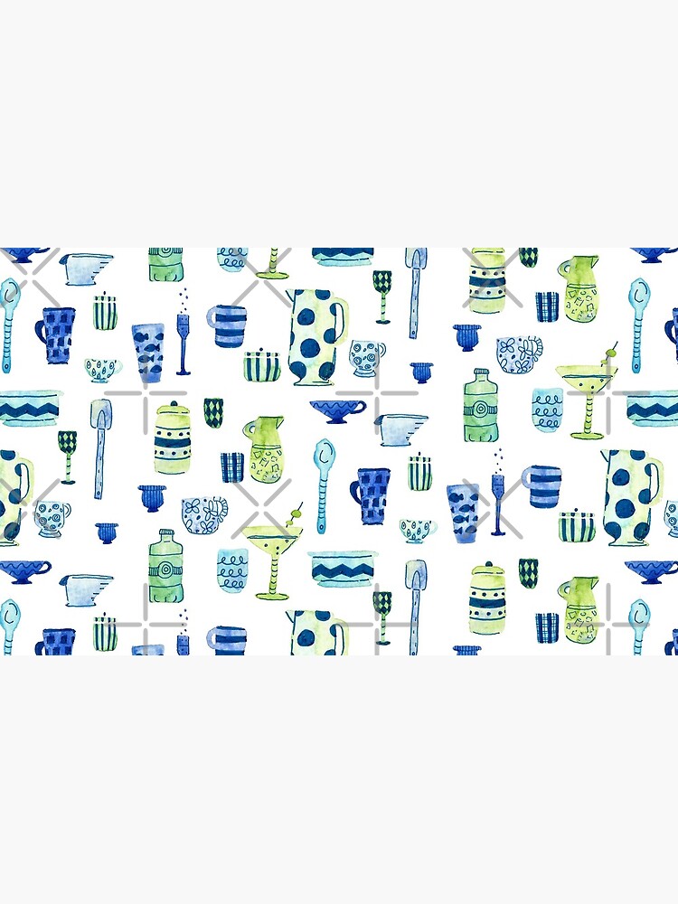 Hand Painted Watercolor Kitchen Pattern - Midcentury Mocktails by annieparsons