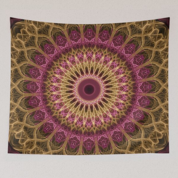 Item preview, Detailed mandala in golden and pink tones designed and sold by JBlaminsky.