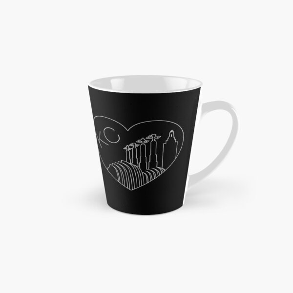 Kansas City - Minimalist Line Art Skyline Heart White Tall Mug