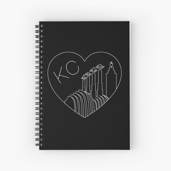 Kansas City - Minimalist Line Art Skyline Heart White Spiral Notebook