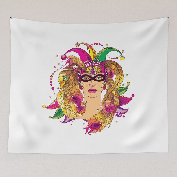 Item preview, Mardi Gras girl with carnival mask. designed and sold by Bokasana.