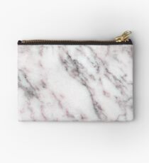 Soft Pink and Charcoal Veins on Whipped Cream Marble Zipper Pouch