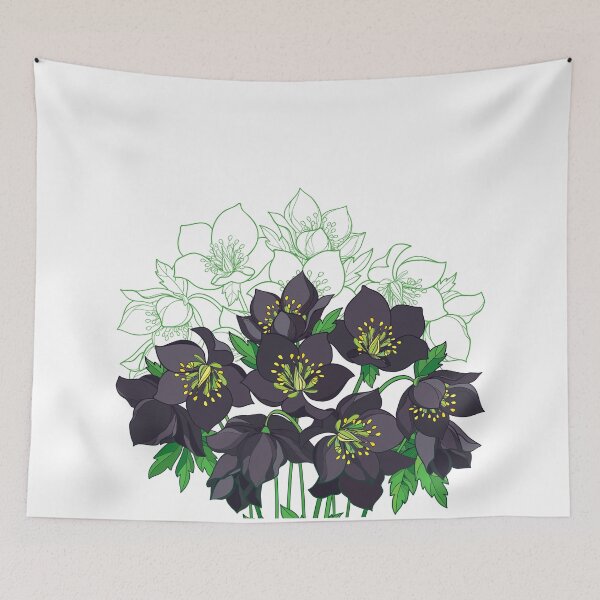 Item preview, Hellebore or Helleborus or Winter rose. Black spring flower. designed and sold by Bokasana.