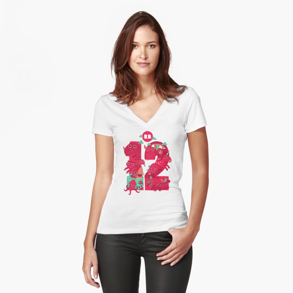 Item preview, Fitted V-Neck T-Shirt designed and sold by DinoMike.