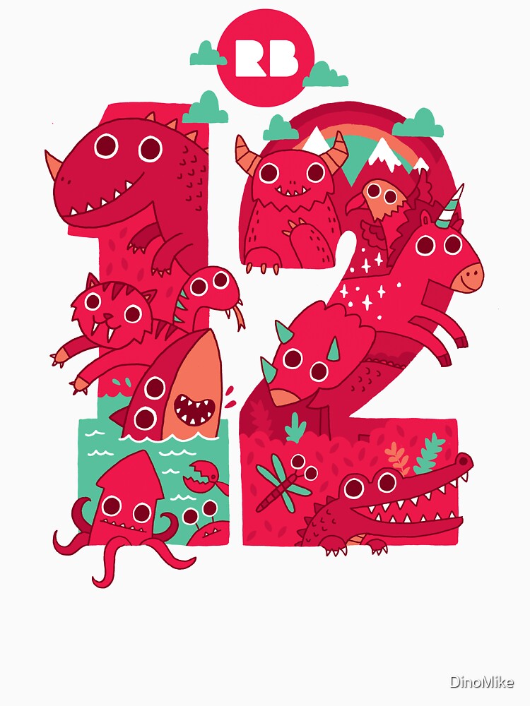 Thumbnail 3 of 3, Relaxed Fit T-Shirt, Redbubble's 12th Birthday designed and sold by DinoMike.