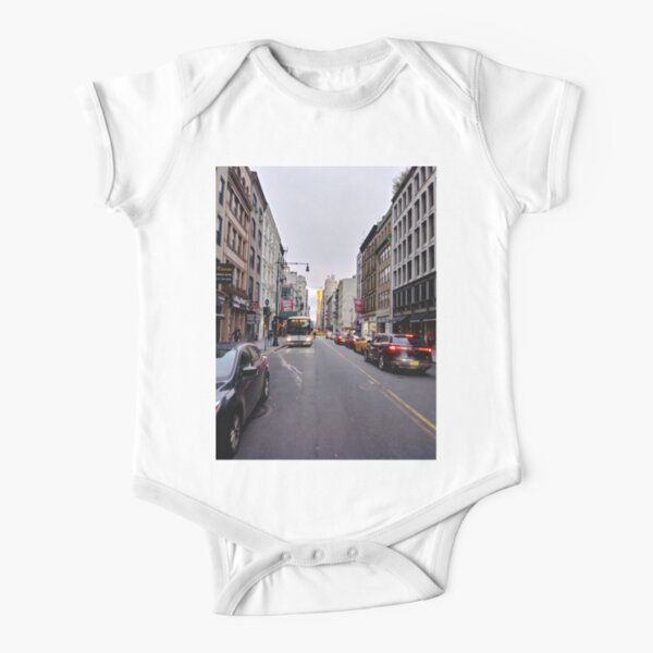 #NewYorkCity New York City #Neighbourhood, #Street, #Road, Lane, Urban area, #City, Town, Downtown, Human settlement Short Sleeve Baby One-Piece