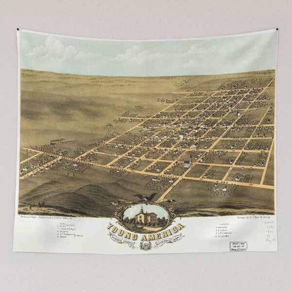 Item preview, Bird's eye view Map of Young America Warren County Illinois (1869) designed and sold by allhistory.