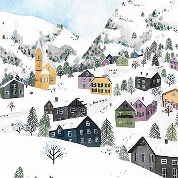 Imagen de la obra Paisaje invernal de pueblo en las montañas de Paula Hurtado Arenas