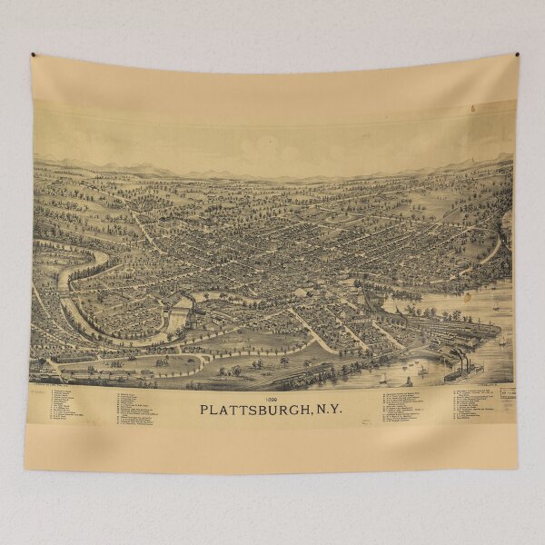 Item preview, Aerial Map of Plattsburgh New York (1899) designed and sold by allhistory.