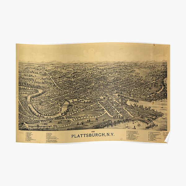 Aerial Map Of Plattsburgh New York 1899 Poster For Sale By   Poster,504x498,f8f8f8 Pad,600x600,f8f8f8 