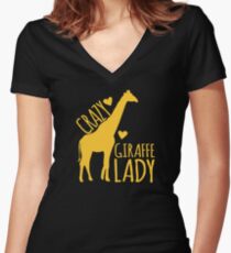 VERRÜCKTE Giraffe-Dame Shirt mit V-Ausschnitt