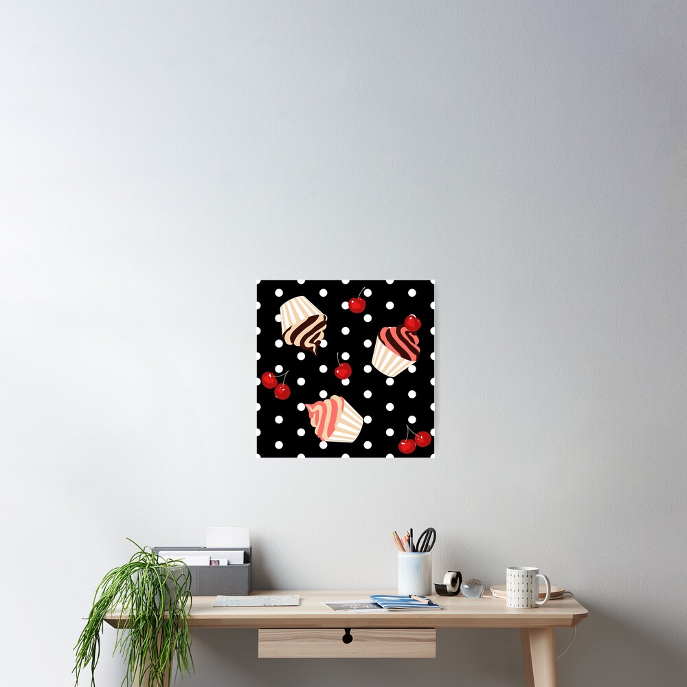 Rockabilly Cherry Cupcakes Poster