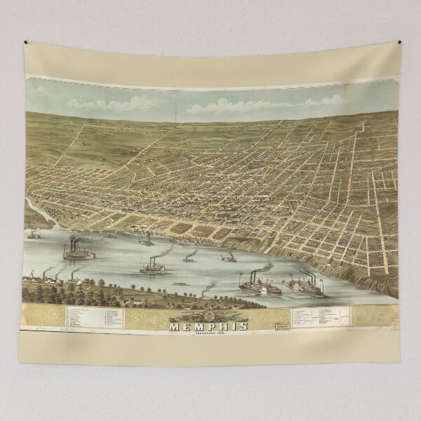 Item preview, Bird's eye view Map of the city of Memphis Tennessee (1870) designed and sold by allhistory.