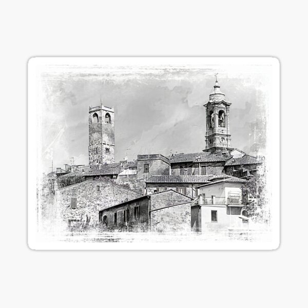 Citta della Pieve Skyline Black and White Sticker