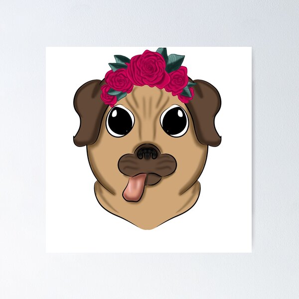 Item preview, Flower Crowned Pug designed and sold by Color-me-free.