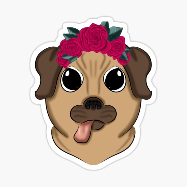 Item preview, Flower Crowned Pug designed and sold by Color-me-free.