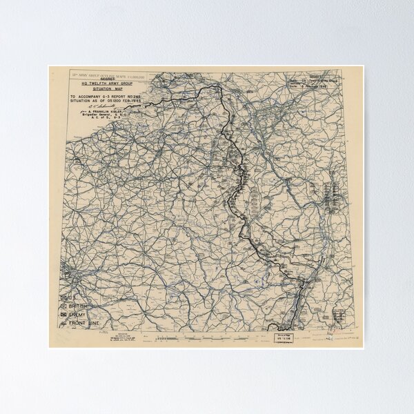 Item preview, February 5 1945 World War II HQ Twelfth Army Group situation map designed and sold by allhistory.