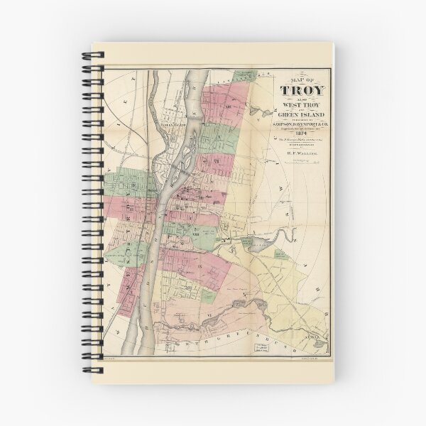 Item preview, Map of Troy, West Troy & Green Island New York (1874) designed and sold by allhistory.