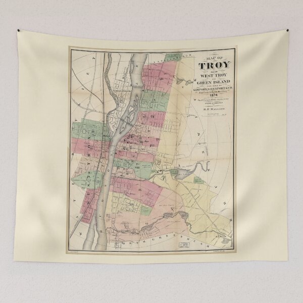 Artikelvorschau, Karte von Troja, West Troy & Green Island New York (1874) entworfen und verkauft von allhistory.