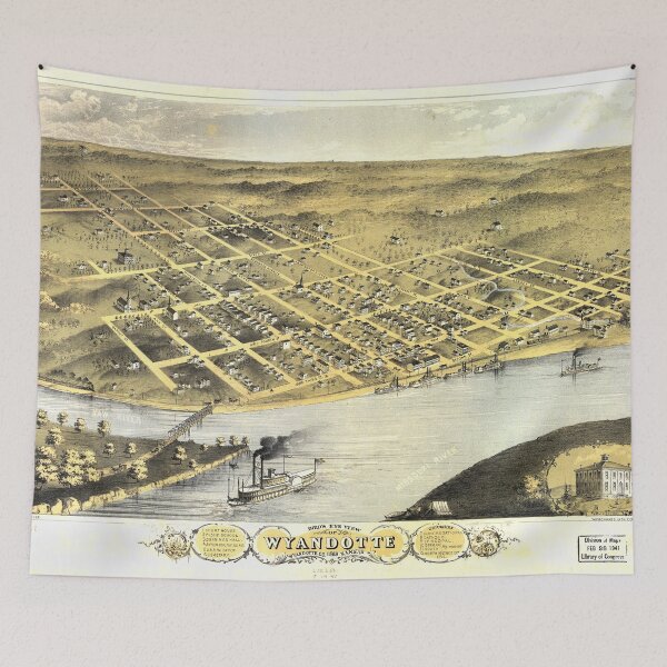 Item preview, Bird's eye view of Wyandotte, Wyandotte Co., Kansas (1869) designed and sold by allhistory.