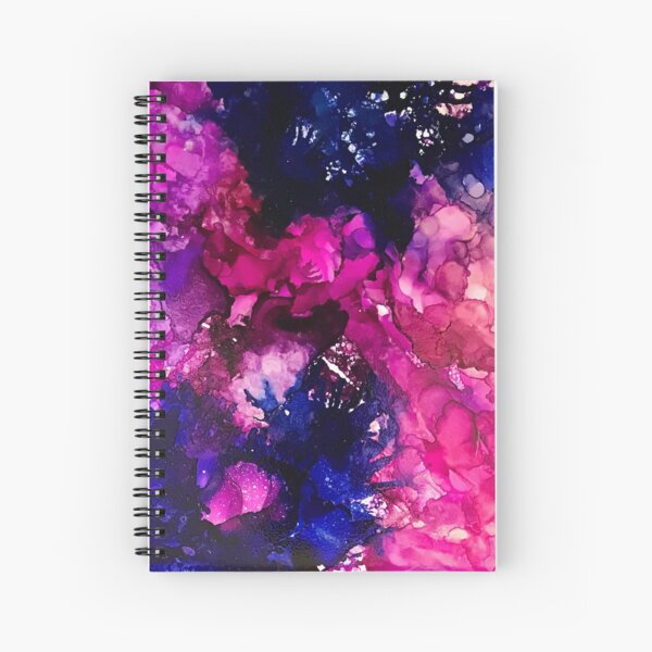 Nebula Abstract Art in Blue, Fuchsia, and Purple Spiral Notebook