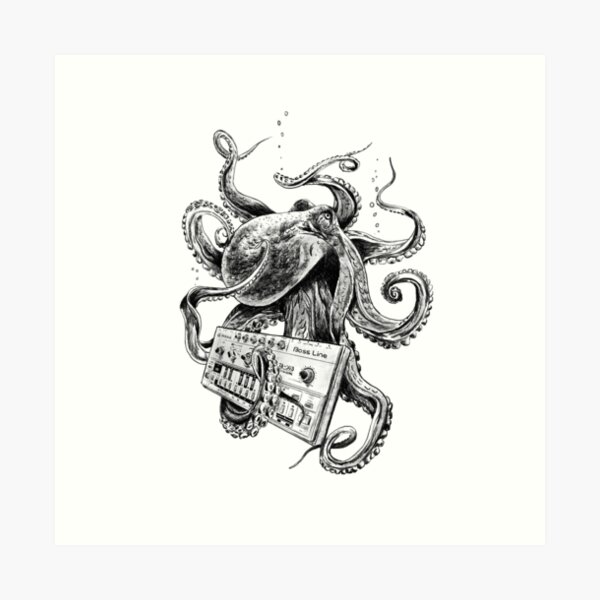 Kraken With Analog Synthesizer Art Print