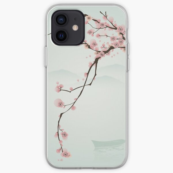 Arbre de fleur de cerisier rose lunatique Coque souple iPhone