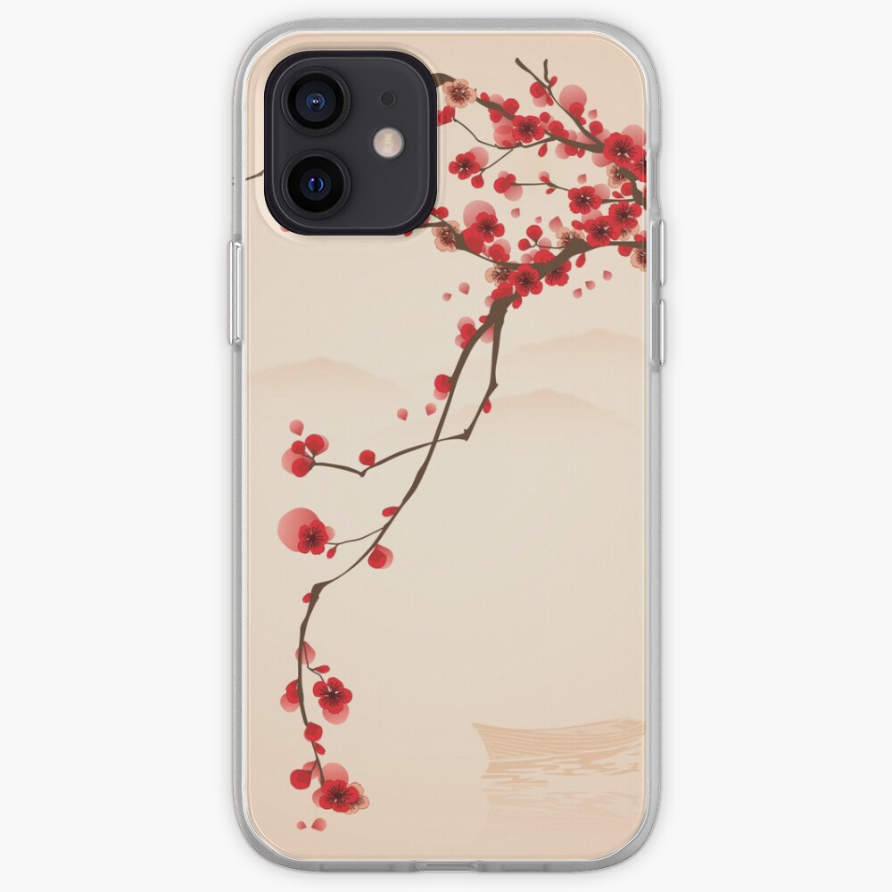 Whimsical Red Cherry Blossom Tree iPhone Case & Cover
