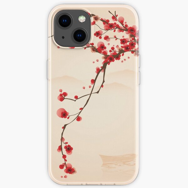 Arbre de fleur de cerisier rouge lunatique Coque souple iPhone