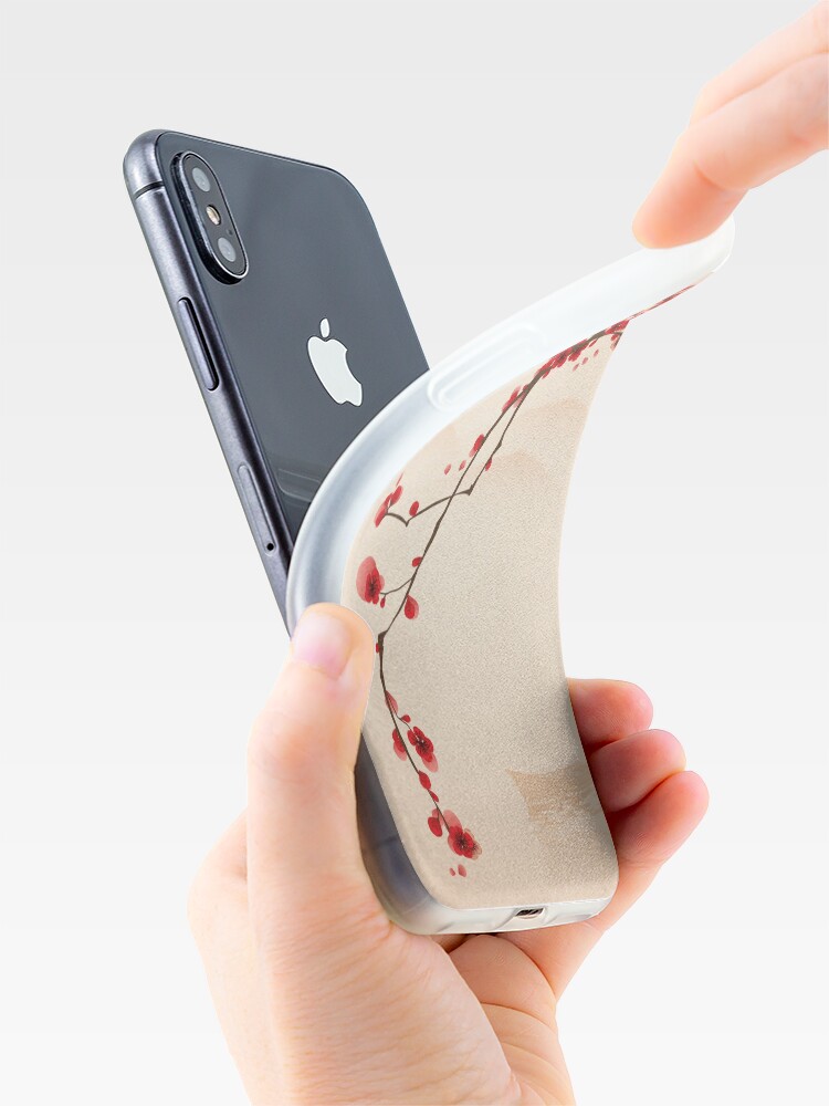 Alternate view of Whimsical Red Cherry Blossom Tree iPhone Case & Cover