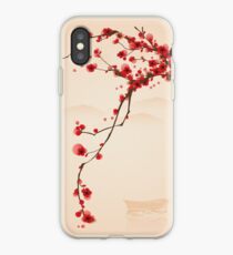 Vinilo o funda para iPhone Whimsical Red Cherry Blossom Tree