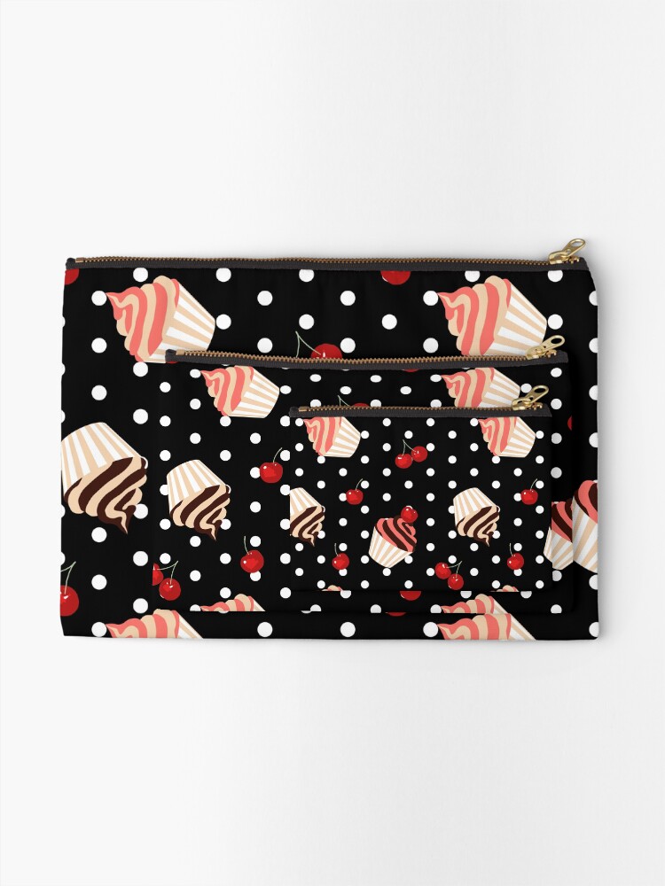 Alternate view of Rockabilly Cherry Cupcakes Zipper Pouch