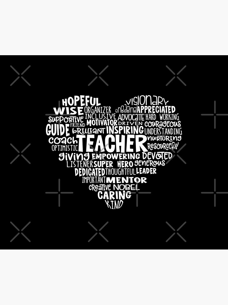 Thumbnail 3 of 3, Tapestry, TEACHER Word Cloud Heart in White Text designed and sold by jitterfly.