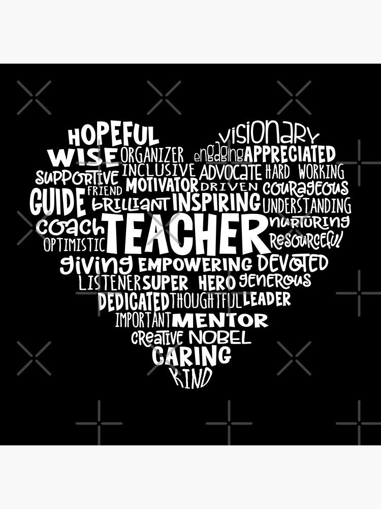 teacher-word-cloud-heart-in-white-text-poster-for-sale-by-jitterfly-redbubble