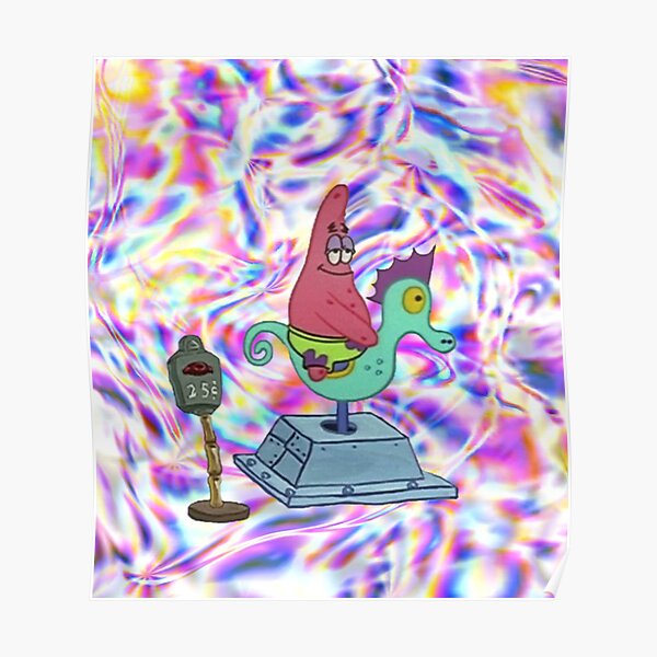Trippy Patrick on a Seahorse Poster
