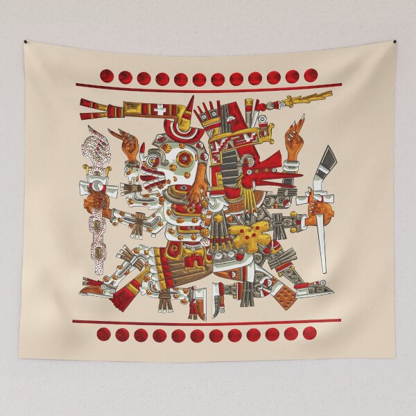 Item preview, Codex Borgia - Aztec Gods - Mictlantecuhtli God of Death with Quetzalcoatl Wind God on Vellum  designed and sold by Serge Averbukh Art Studio.