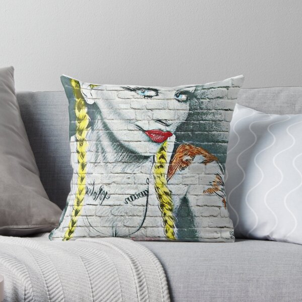 Graffiti Girl Throw Pillow