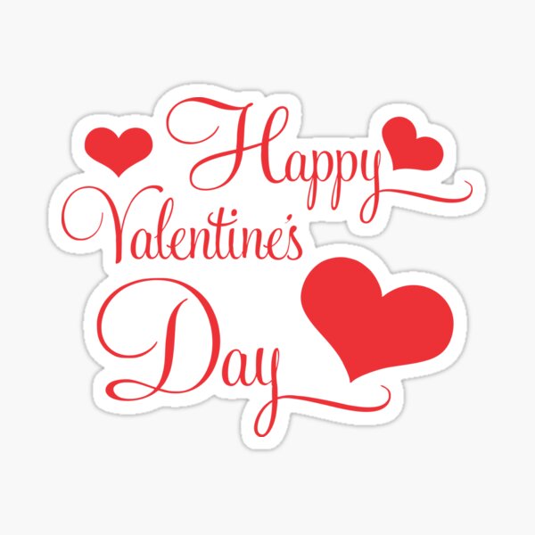Happy Valentine's Day with red hearts Sticker
