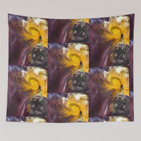 Item preview, Dramatic colorful space swirl with a girl designed and sold by DelightfulArts.