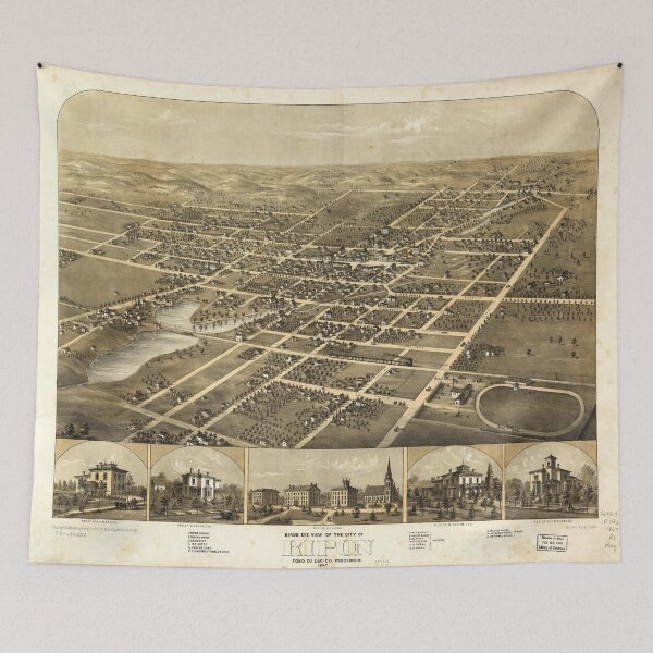 Item preview, Aerial Map City of Ripon Fond du Lac County Wisconsin (1867) designed and sold by allhistory.