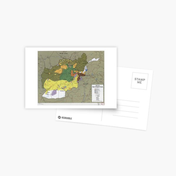 Afghanistan Major Insurgent Groups Map (1985) Postcard
