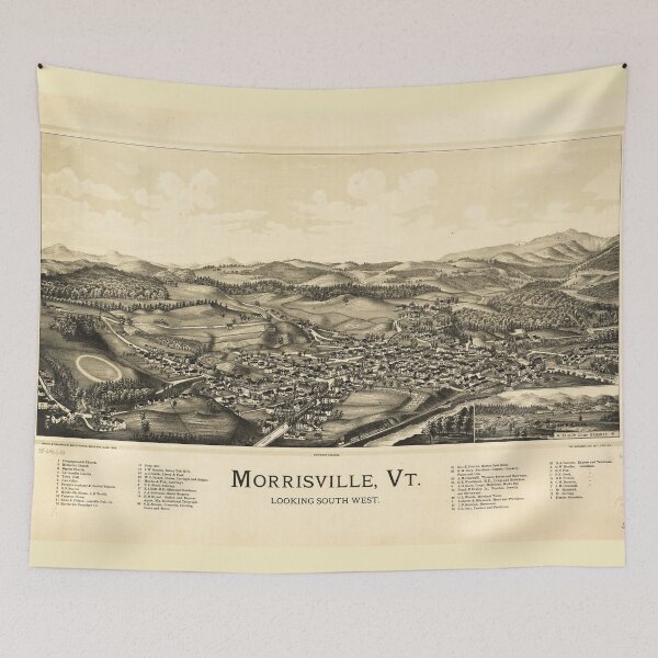 Item preview, Bird's Eye View Map Morrisville Vermont (1889) designed and sold by allhistory.